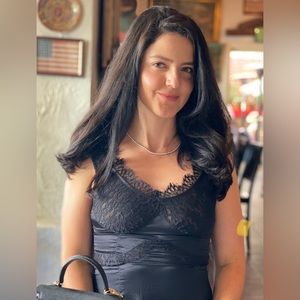 Nanette Lepore 100% silk and lace top. Size small